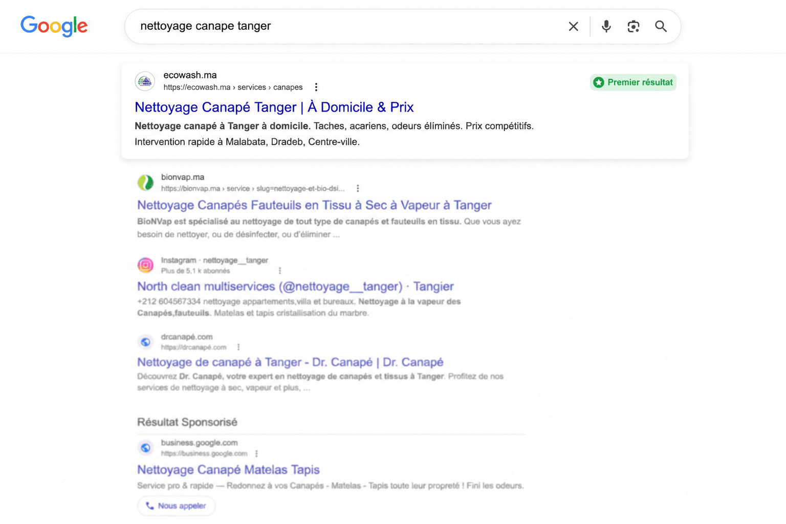 Top 1 sur Google Tanger
